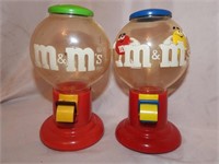 2 M&M Plastic Gum Ball Candy Dispenser