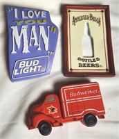 3 Vintage Budweiser Magnets - 3 1/2" to 4"