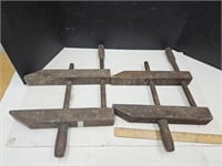 2 Vintage Wood Parallel Clamps 14"