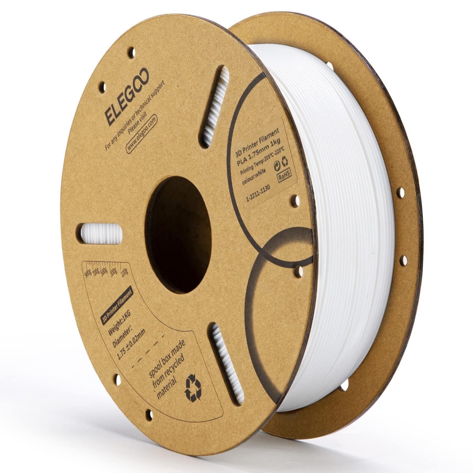 ELEGOO PLA Filament 1.75mm White 1KG, 3D Printer F