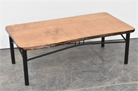 Wood Grain Top Coffee Table Metal Legs