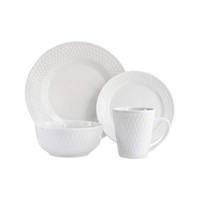 16-Piece White Porcelain Dinnerware Set for 4
