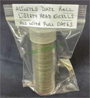 Coins - roll of liberty head nickels - assorted