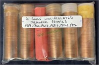 Coins - six rolls uncirculated Memorial pennies -