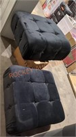 Pair of tufted black ottomans