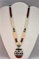 Zuni Necklace with Pendant with various Stones