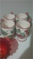 Group of four fruit themed cider mugs