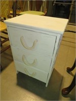 PAINTED 3 DRAWER CHEST W/ROPE HANDLES