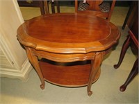 CHERRY OVAL TIERED SIDE TABLE