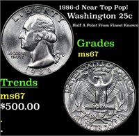 1986-d Washington Quarter Near Top Pop! 25c Graded