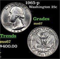 1965-p Washington Quarter 25c Grades GEM++ Unc