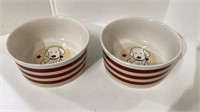 Matching pair of ceramic dog bowls w/6 inch