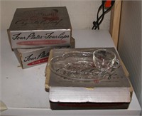 3 Crystal Leaf Luncheon Sets in the Box