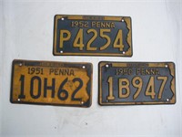(3) 1950's License Plates