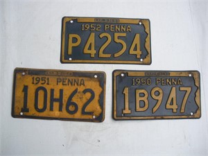 (3) 1950's License Plates