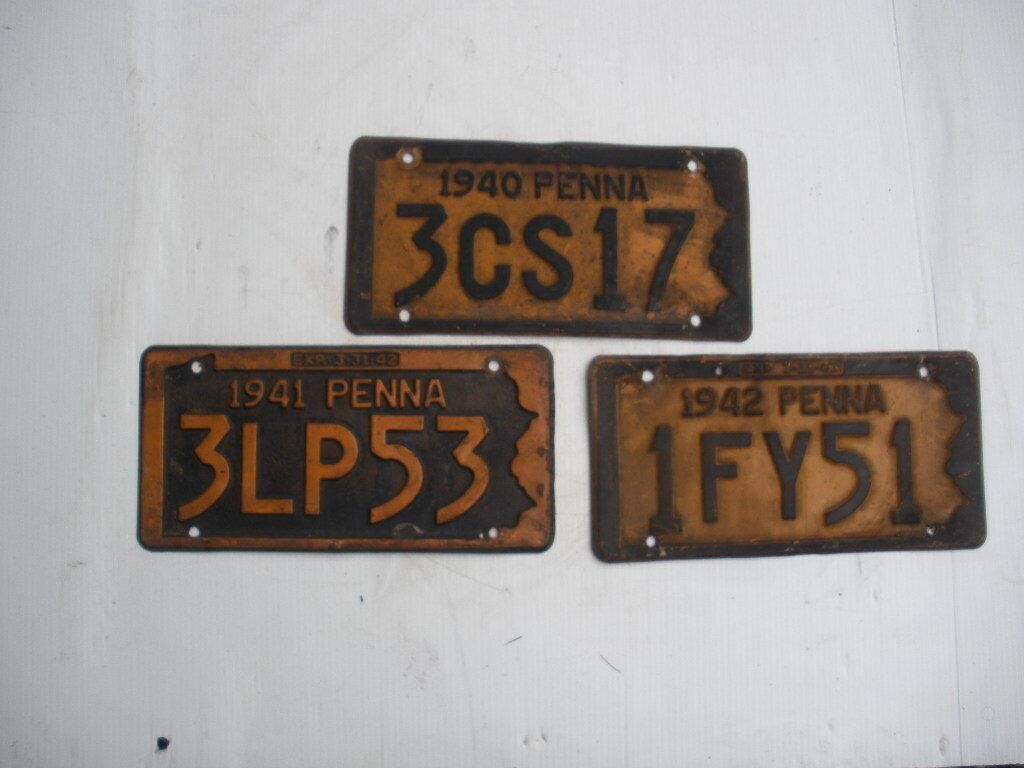 (3) 1940's License Plates