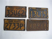 (4) 1930's & 1940's License Plates