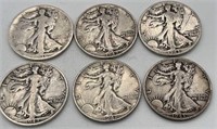 6 - Standing Liberty 1/2 Dollars 1936-1947