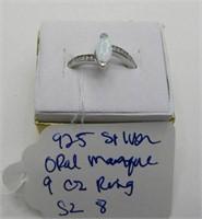 .925 Silver Opal Marque & Cz Ring Sz  8