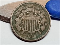 OF) 1865 US Two cent piece