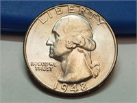 OF) UNC 1948 D Washington silver quarter