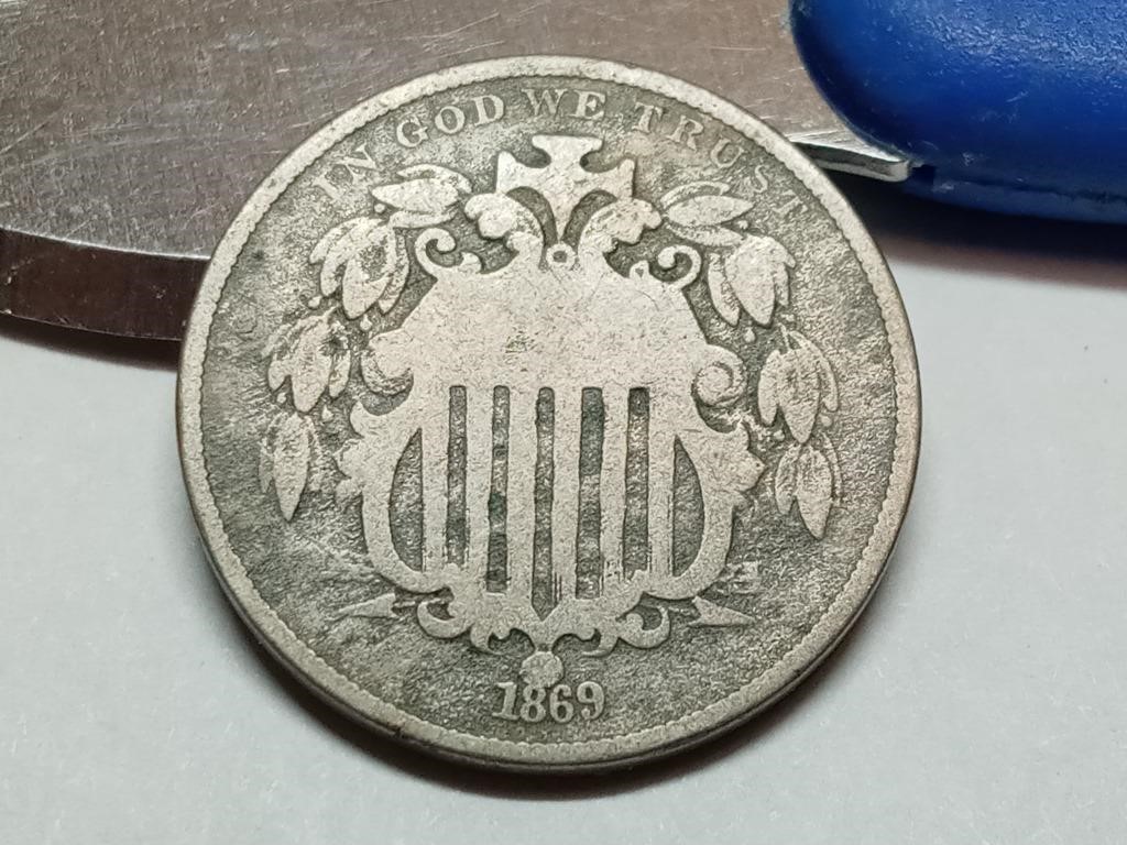 OF) 1869 US shield nickel