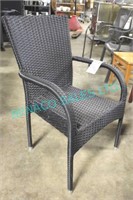 6X, BLACK WEAVED, SQUARE BACK PATIO CHAIRS