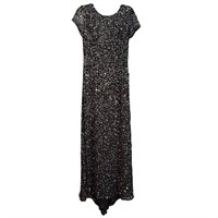 Adrianna Papell Scoop Back Sequin Gown, Navy,