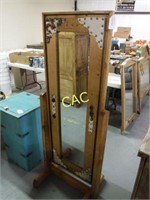 5' Standing Wooden  Full Length Mirror w/Cow Hide