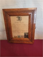 Antique Framed Enlistment Paperwork