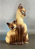 Mid Century Kron Ceramic Siamese Cats TV Lamp