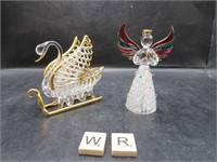VINTAGE BLOWN GLASS ANGEL AND SWAN