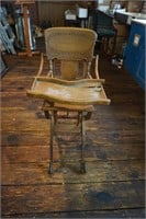 Antique Oak Child's High Chair/Table