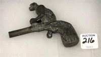 Monkey & Coconut Animated Cap Gun-Late 1800's