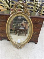 WOOD CARVED GILT MIRROR-AS IS 40"T X 23"W