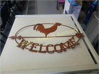 Metal Chicken themed welcome sign