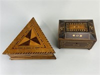 Antique Inlayed Wooden Boxes.