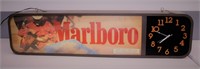 Marlboro Lighted Clock Sign, Double Sided, Works