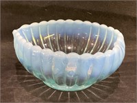 Fenton Blue Opalescent Heart Glass Dish