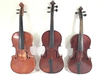 Luthier Lot 6 - 3 Violins in Cases
