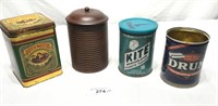 4 pcs. Vintage Tobacco Tins & Humidor