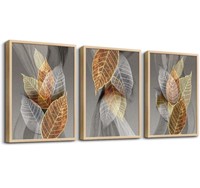 3 Natural Wood Framed art canvases
