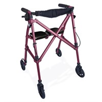 4-Wheel Folding Travel Walking Aid Rollator - Rose