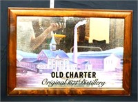 Vntg Old Charter Distillery bar mirror