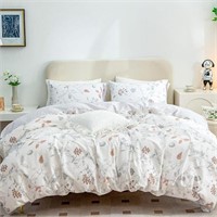 Flowers & Plant Print 3 Piece Duvet Cover Set