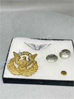 display box w/ assorted U.S military pins - 5 x 6"