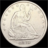 1870 Seated Liberty Half Dollar CLOSELY UNCIRCULAT