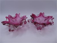 (2) Small Cranberry Dishes 4" Dia