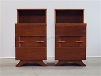 Pair Deco Bed Side Cabinet Night Stands