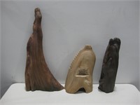 Three Tree Root Wood Pieces Tallest 22" See Info